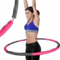 Cerc Hula Hoop pentru masaj si slabit, demontabil pink/gri, 95 cm, 1.2 kg, 4302